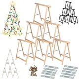 MODO24 Holzbock 6er Set, DIY Weihnachtsbaum, Sägebock, Klappbock, Arbeitsbock, Tannenbaum, Bausatz inkl. Montageteile, 215x130x73 cm, Natur, CHOM - Naturbelassen