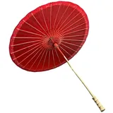 LYVQZPWLR Papier Parasol Regenschirme, Handgefertigter Ölpapier-Oberflächendurchmesser mit Langer Stange, 85 cm, Schirmlänge 87 cm, roter wasserdichter Requisitenschirm for Film und Fernsehen