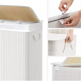 Songmics Wäschekorb mit Deckel 150L weiß