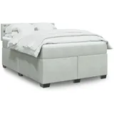 vidaXL Boxspringbett mit Matratze Hellgrau 140x200 cm Samt