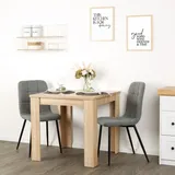 Homestyle4u Tisch mit 2 Stühle, Essgruppe mit 2 Stühlen Grau, Küchentisch Esstisch 80x80 cm Holz Natur Massiv