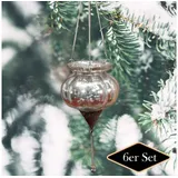 Antikas Christbaumkugeln in Schalen-Form, silber, Christbaumkugeln, Weihnachten, 6er Set