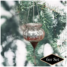 Antikas Christbaumkugeln in Schalen-Form, silber, Christbaumkugeln, Weihnachten, 6er Set