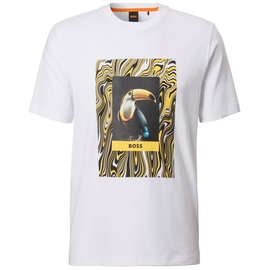 Boss T-Shirt mit Label-Motiv-Print Modell 'Te_Tucan', Weiss, XL