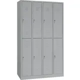 G-Office Spind WRC.8.195117, lichtgrau, 4 Abteile, 8 Fächer, mit Zylinderschloss, 117 x 195 cm