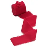 Duories 2X 5 Yard Handgefertigt Fransen Baumwolleband 40mm,Baumwolle Bänder Geschenkband Schleifenband Stoffband Dekoband zum Nähen für Hochzeit Party Taufe Geburtstag Blumensträuße Zimmerdeko,Rot