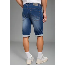 KangaROOS Jogg-Jeansbermudas KANGAROOS, Herren, Gr. 31, Länge 32, dunkelblau used, Denim/Jeans, Obermaterial: 65% Baumwolle, 33% Polyester, 2% Elasthan, unifarben, regular fit kniefrei, Jeans, Regular Fit, gerade geschnittenes Bein