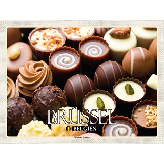 Blechschild 30x40 Brüssel Belgien Belgische Pralinen Wand Deko Cafe Sammler Geschenk