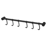 Intirilife Edelstahl Hängeleiste mit 6 Haken in Schwarz - Hakenleiste Küchenstange Wandhalterung