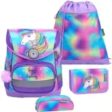 Belmil Compact Schulranzen-Set 4-teilig Einhorn Schulranzen Set Rainbow Color