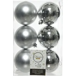 Weihnachtskugeln 8cm Kunststoff uni Christbaumkugeln Plastik bruchsicher silber