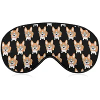 Niedliche Corgi-Hunde-Schlafmaske, Nachtabdeckung, Auge für Frauen, Männer, BlockLight für Flugzeug, Reisen, Nickerchen, verstellbarer Riemen