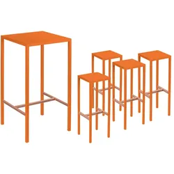Set Bartisch mit 4 Barhockern Seaside orange