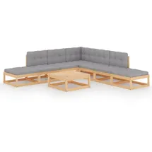 vidaXL Garten-Lounge-Set 8-tlg. Kiefer Massivholz beige/grau