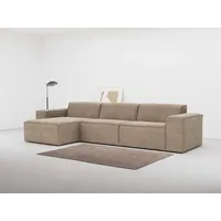 Ecksofa RAUM.ID "Norvid" Sofas Gr. B/H/T: 303cm x 75cm x 153cm, Struktur weich, Chaiselongue links, mit Federkern, grau (taupe) modular, wahlweise mit Kaltschaum, Komfortschaum oder Taschenfederkern