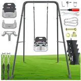 KIDIZ KIDIZ® Babyschaukel mit Gestell 3-in-1 Indoor & Outdoor Kinderschaukel mit Metallständer höhenverstellbar Schaukelgestell + 4 Sandsäcke & Sicherheitsgurt Mitwachsender Schaukelsitz