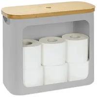 Relaxdays Toilettenpapier Aufbewahrung 12 Rollen, Grau,Hellbraun