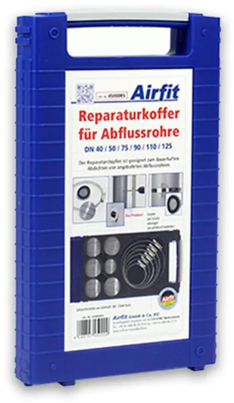 Reparaturkoffer für Abwasserrohre DN 40/50/75/90/110/125 incl. Edelstahl-Schlauchschellen 12mm, W4, Airfit