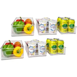 Intirilife 6-teiliges Kühlschrank Boxen Set Durchsichtige Vorratsschrank Organizer - 24.8 x 14.1 x 6.5 / 25.6 x 15 x 8.7 / 26.8 x 16.3 x 8.7 cm Küchenzubehör