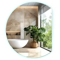 Tulup Led, Blaugrau, Glas, 74x90x0.4 cm, Spiegel, Wandspiegel