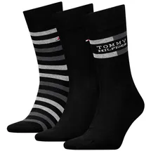 Tommy Hilfiger Socken TH MEN SOCK 3P GIFTBOX TOMMY STRIPE (3 Paar) schwarz 39-42