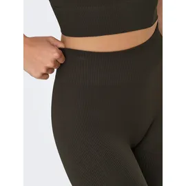 ONLY PLAY Trainingstights ONLY PLAY "ONPJAIA LIFE HW LOUNGE", Damen, Gr. XS, N-Gr, braun (chocolate torte), Rippware, Obermaterial: 75% Nylon, 15% Polyamid, 10% Elasthan, unifarben, bequem knöchellang, Hosen, in gerippter Struktur