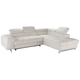 Cotta Ecksofa "Chef L-Form", weiß (altweiß), B:257cm H:72cm T:206cm, Luxus-Microfaser (100% Polyester);Kunstleder Softlux;Leder Advantage (abgedecktes Spalt-Rindsleder), Rückseite mit schwarzem Spannstoff bezogen;NaturLEDER (echtes Rindsleder), Rückseite mit
