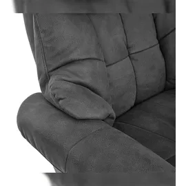 Robas Lund MCA Relaxsessel Calgary 2, Fernsehsessel Sessel, Stoff/Textil 150kg belastbar ~ dunkelgrau, Walnuss-Optik