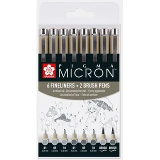 Sakura Pigma Micron Fineliner Grau, Hellgrau 8 Stück(e)