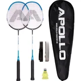 Apollo Badminton Set Match Pro 800 Badmintonschläger Federballschläger Set inkl. Tasche blau/grau