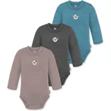 Normani Outdoor Sports 3er Pack Baby Merino Langarmbody „Tuai" in Blau/Anthrazit/Rosa | Gr.: 92