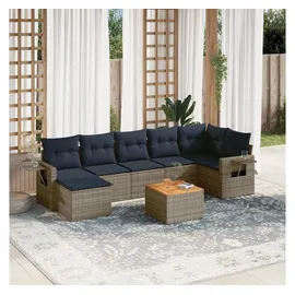 vidaXL Gartensofa-Set 8-tlg. grau Polyrattan