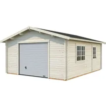 Palmako Garage Roger 23,9 m2 - 44 mm - mit Sektionaltor naturbelassen