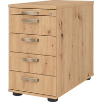 bümö Schreibtisch Schrank abschließbar, Schubladenschrank Holz in Asteiche, Container mit Schubladen - Schubladen Schrank Büro, Schreibtisch Co...