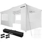 Tectake Faltpavillon 6 x 3 m inkl. 6 Seitenteile Weiß