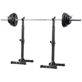 wuuhoo Hantel-Set 85kg Set Langhantelstange Olympia Hantelscheiben 2, Langhantelscheiben gummiert mit Stahlkern und Griffen Design 1 mit Ständer