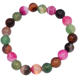 FIRETTI Armband "Schmuck Geschenk Armschmuck Armkette Edelstein Perlen, Onesize", rosa (pink, braun, grün, pink, braun, grün), Armbänder, Damen, 20cm, Silikon Stein, Silikon, Stein, Armband, Made in Germany - mit Achat