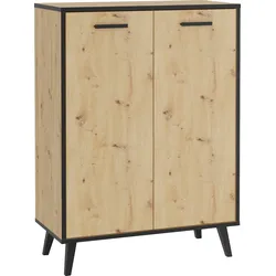 Mehrzweckschrank FMD "Plau", braun (artisan eiche nb), B:68,5cm H:93,5cm T:33cm, Holzwerkstoff, Schränke, Breite 68,5 cm