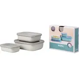 Mepal Cirqula rechteckig flach Aufbewahrungsbehälter-Set, 3-tlg. nordic white