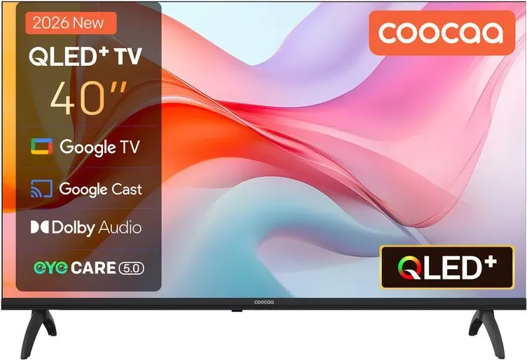Coocaa 40 Zoll QLED Smart TV, FHD, Google TV, HDR10, Dolby Audio, Beeindruckende Farben mit 93% DCI-P3, 2*10W Lautsprecher, Augenschutz-Technologie, Triple Tuner, CI+