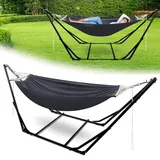 Monucep Hängematte mit Gestell, bis 200 kg Belastbar,2 Personen,Klappbar Hängematte Outdoor mit Gestell für Garten,Terrasse,Balkon,mit Tragetasche Metallgestell