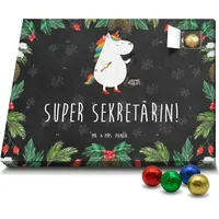 Mr. & Mrs. Panda Schoko Adventskalender Einhorn Sekretärin - Schwarz - Geschenk, Unicorn, Schokoladen Adventskalender, Einhörner, Rechtsanwaltsge... - Schwarz