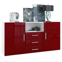 Vladon Sideboard 138,5 x 71,5 x 35 cm Rot/Weiß