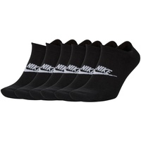 Nike Unisex 6er Pack Sneaker Sportsocken - Everyday Essential, Logo, einfarbig Schwarz 46-50