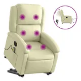 vidaXL Massagesessel mit Aufstehhilfe Leder 86,5 x 99,5 x 86,5 cm Creme elektrisch
