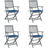 vidaXL Klappbare Gartenstühle 4 Stk. mit Sitzkissen Massivholz Akazie