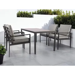 Garten-Essgruppe KONIFERA "»New Jersey«", schwarz (schwarz, dunkelgrau), Aluminium, Sitzmöbel-Sets, Aluminium