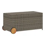 vidaXL Gartentruhe mit Rollen Grau 190L Poly Rattan