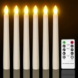 Ymenow LED Stabkerzen mit Timerfunktion Fernbedienung, 6 Stück Flammenlose Flackernde Batteriebetrieben Fensterkerzen für Wohnzimmer Weihnachten Dekoration