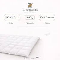 HANSKRUCHEN GmbH Hanskruchen® Bettdecke Daunen 100% 240x220 cm Leicht waschbar Allergiker Daunendecke atmungsaktiv Bettdecke weiß - Weiß